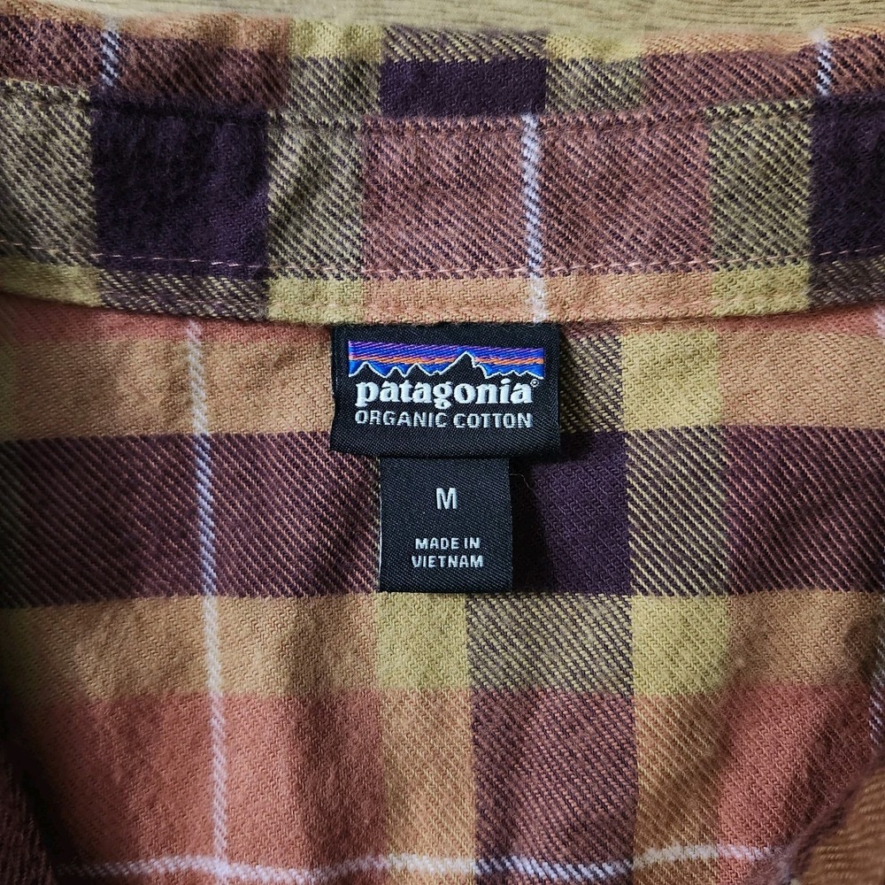 Patagonia Organic Cotton Midweight Fjord Flannel Shirt Vista Burl Red Medium Euc - Picture 9 of 12